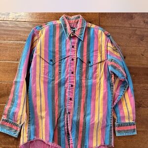 Wrangler Multicolor Brushpopper Striped Button Down Shirt